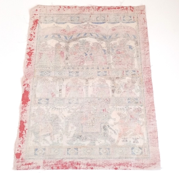 2 Piece Stunning and Unique Antique/ Vintage Hand Painted Tapestries From India - Picture 14 of 16